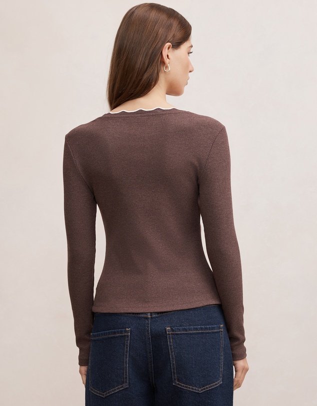 Forever New - Rebecca Scallop Long Sleeves Top