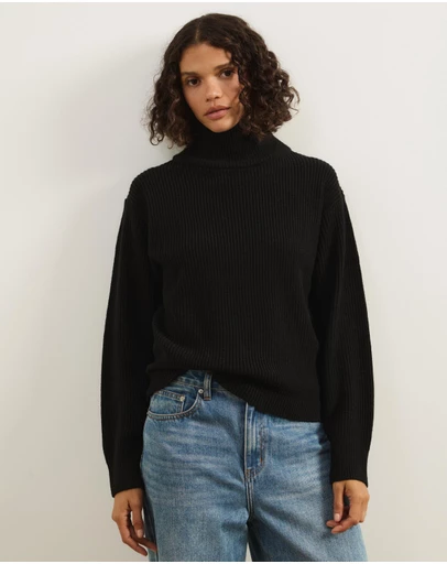 Atmos&Here - Alice Rib Knit Funnel Neck Jumper