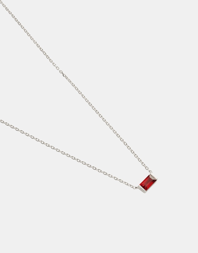 Kirstin Ash - Baguette Birthstone Necklace January Garnet