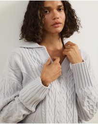 Atmos&Here - Faye Cable Knit Pullover with Collar