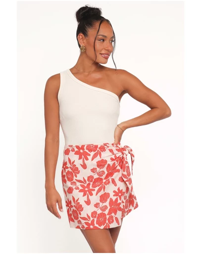 Petal & Pup - Calypso Wrap Mini Skirt - Red Floral