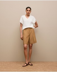 Trenery - Mercerised Cotton Basketweave Knit Vest in Off White