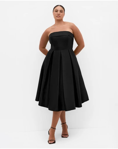 City Chic - Plus size Tiffany Strapless Midi Dress - black