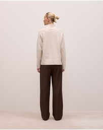 Trenery - Merino Funnel Neck Pullover in Oat