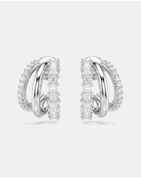 Swarovski - Hyperbola Hoop Earrings, Round Cut, Mini, White, Rhodium Plated
