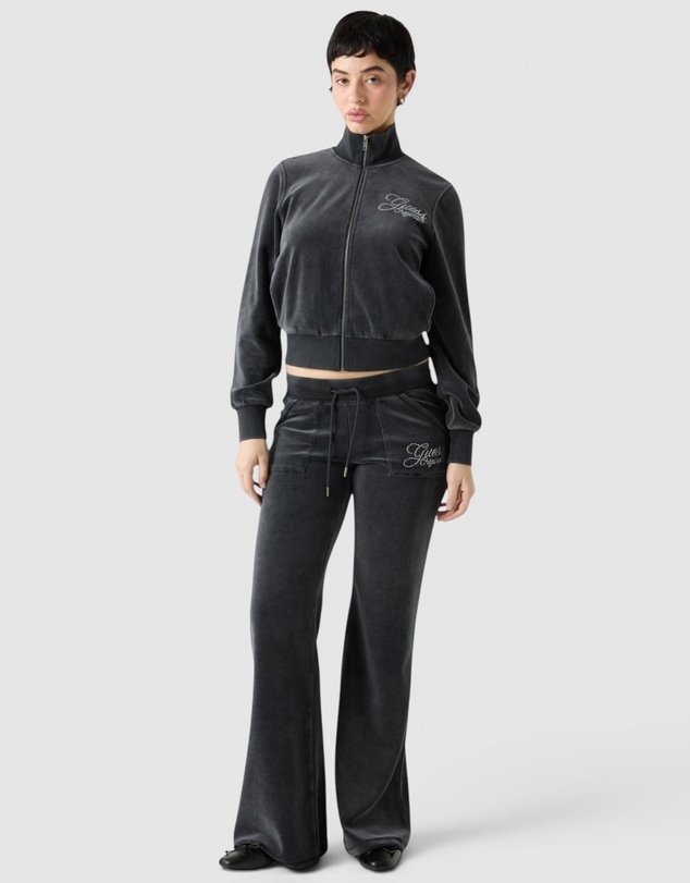 GUESS Originals - Guess Originals Eco Black Rhinestone Velour Jacket