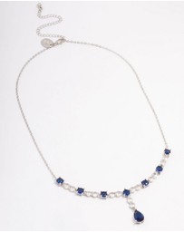 Lovisa - Silver Sapphire Stone Drop Necklace