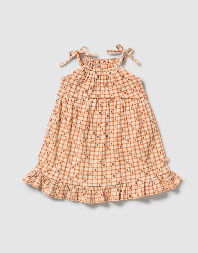 Wilson & Frenchy - Checkerberry Organic Crinkle Ruffle Dress - Babies-Kids