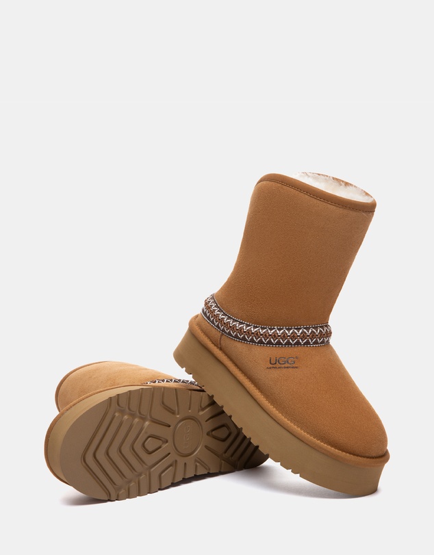 EVERAU - Australian Shepherd Ugg Short Fayle Platform Cow Suede Upper UGG Boots