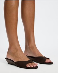 Atmos&Here - Tulum Peep Toe Suede Wedge Sandals