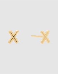 Wanderlust + Co - Alphabet Bubble Gold Stud Earrings - Letter X