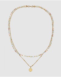 Elli Jewelry - Necklace Layer Ball Glass Bead 925 Sterling Silver Gold-plated