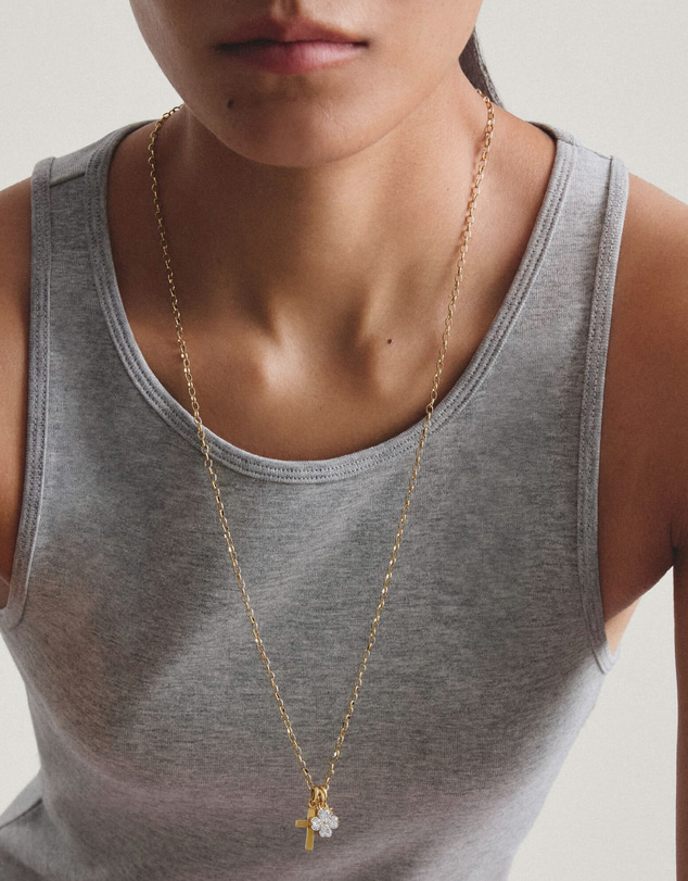 THOMAS SABO - Gold-Plated Four-Leaf Clover Charm with Heart-Cut White Zirconia