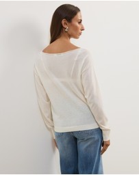 Atmos&Here - Riva Off Shoulder Fine Knit Top With Long Batwing Sleeve