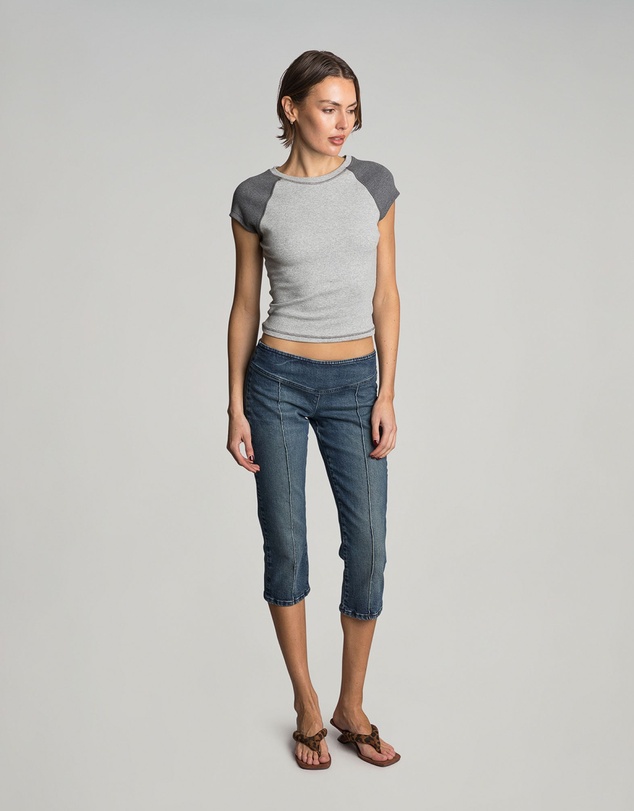 Love and Nostalgia - Min Rib Raglan Tee - Grey Marle