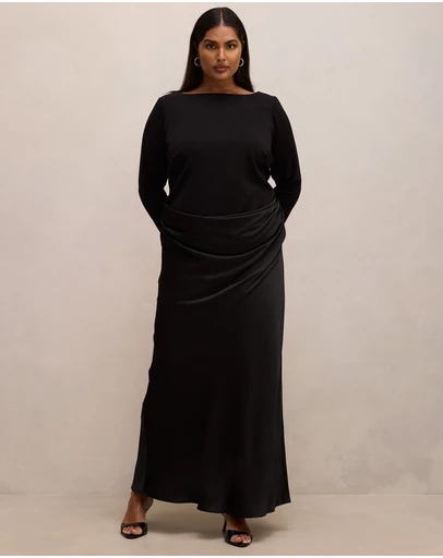 Forever New Curve - Briella Curve Boat Neck Draped Maxi Dress