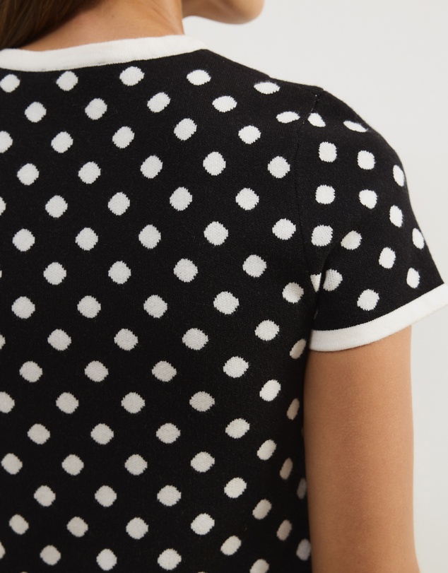 Atmos&Here - Kallie Polka Dot Short Sleeve Knit Top