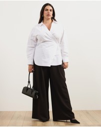 Atmos&Here Curvy - Kitt Cinched Waist Tie Wrap Shirt