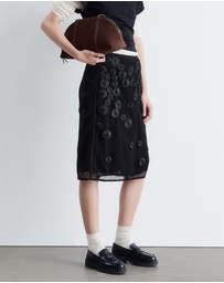 & Other Stories - Floral-Appliqué Mesh Midi Skirt