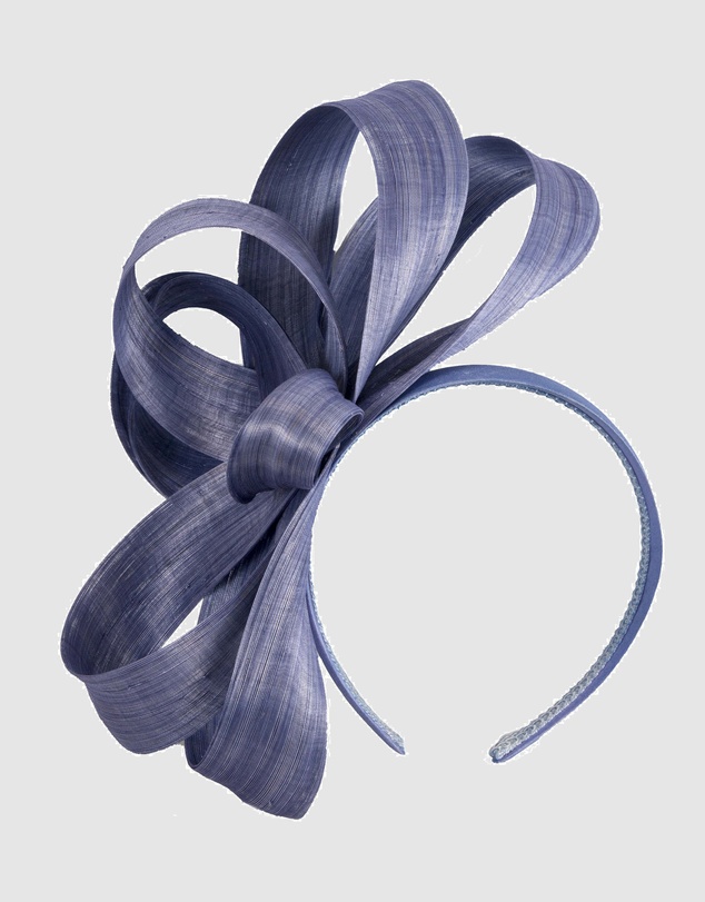 Fillies Collection - Denim Blue Silk Abaca Loops Racing Fascinator