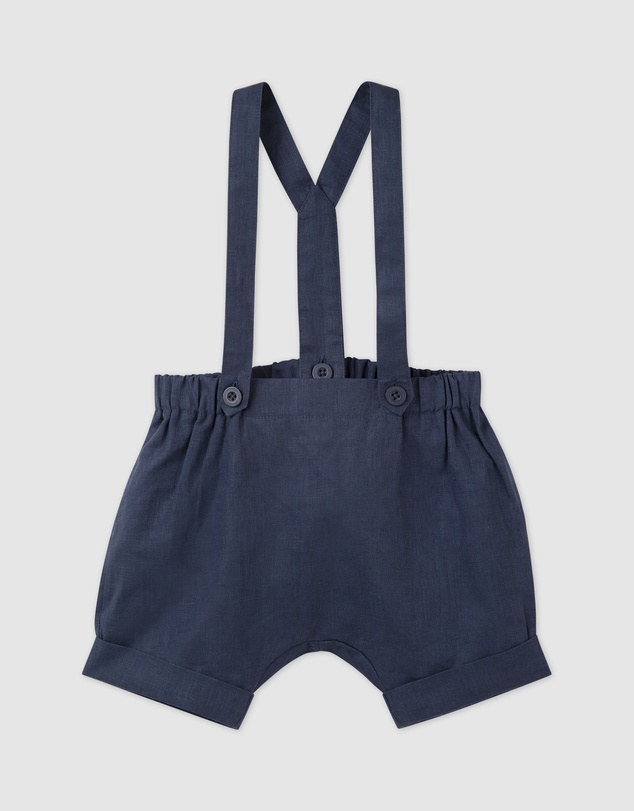 Designer Kidz - Finley Linen Suspender Shorts