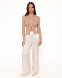 Petal & Pup - Searie Ribbed Cardigan Top - Warm Sand