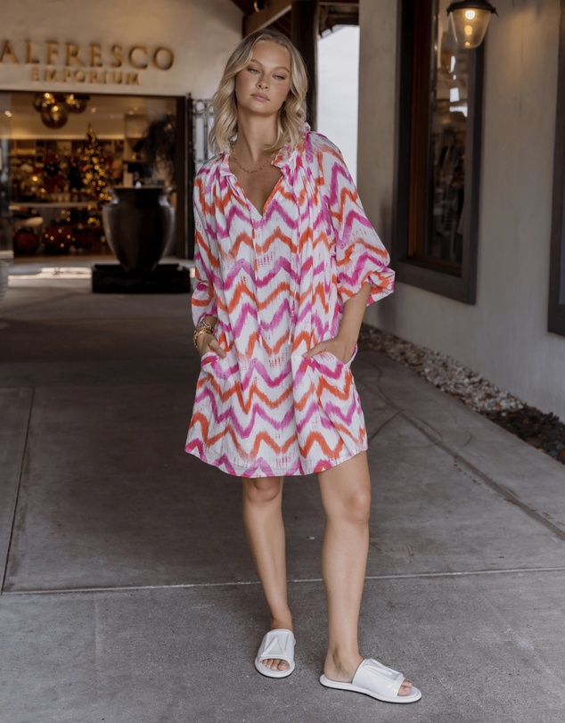 ALEXANDRA - Tobias Dress Pink Orange Zig Zag