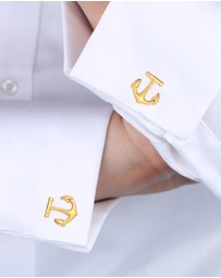 Kuzzoi - ICONIC EXCLUSIVE - Cufflinks Anchor Symbol Maritime in 925 Sterling Silver Gold Plated