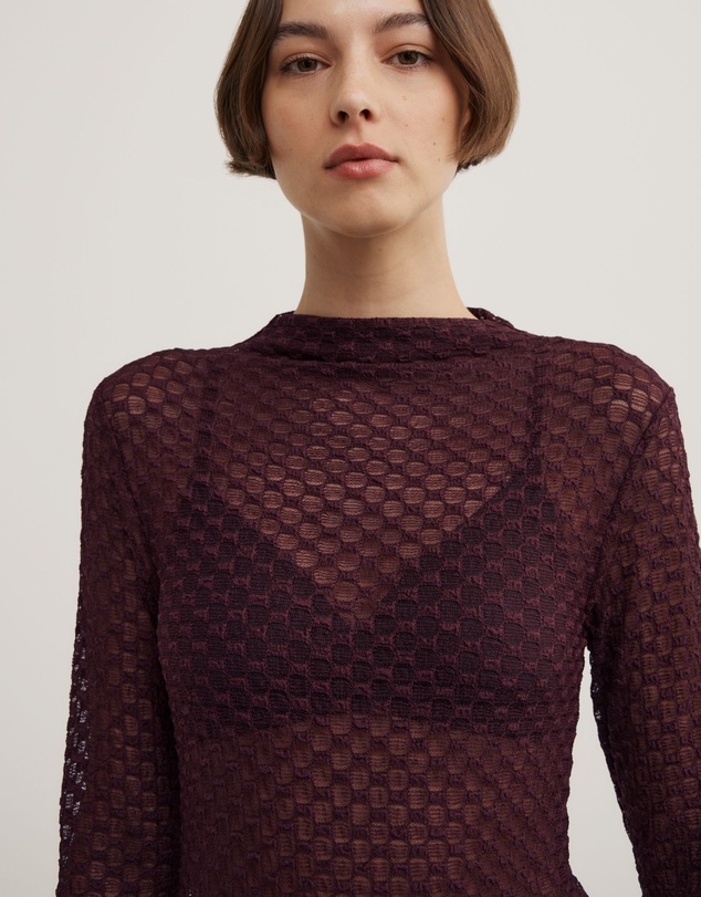 Witchery - Textured Mesh Long Sleeve Top