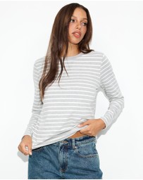 Dazie - Melrose Long Sleeve Stripe Boyfriend Tee