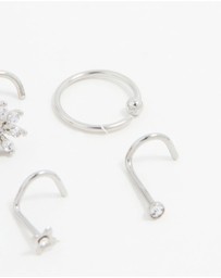 Lovisa - Surgical Steel Cubic Zirconia Flower Nose Piercing Pack