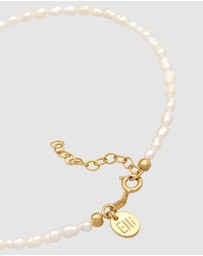 Elli Jewelry - Anklet Classic with Freshwater Pearls in 925 Sterling Silver Gold Plated