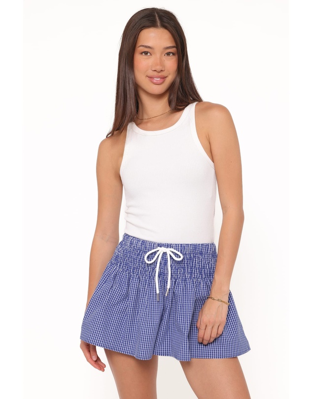 Petal & Pup - Ella Shirred Waist Shorts - Blue Gingham