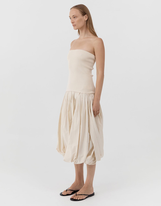 St. Agni - Raw Silk Asymm Balloon Dress