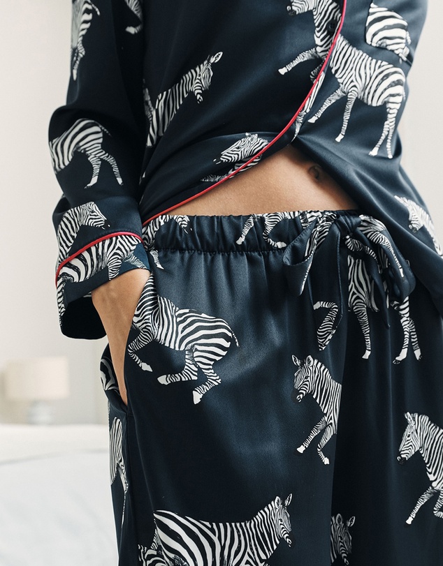 Chelsea Peers - Satin Zebra Print Long Pyjama Set