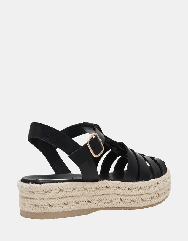 Steve Madden - Marlin Black Leather Sandals