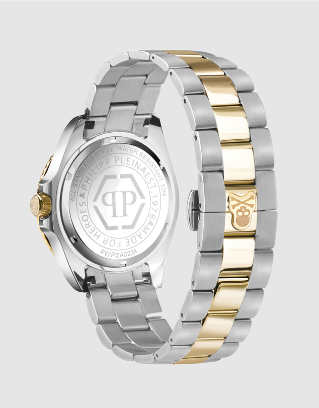 Philipp Plein - Gmt-I Challenger Two-Tone 44mm Green Dial with Baguettes-cut Crystals