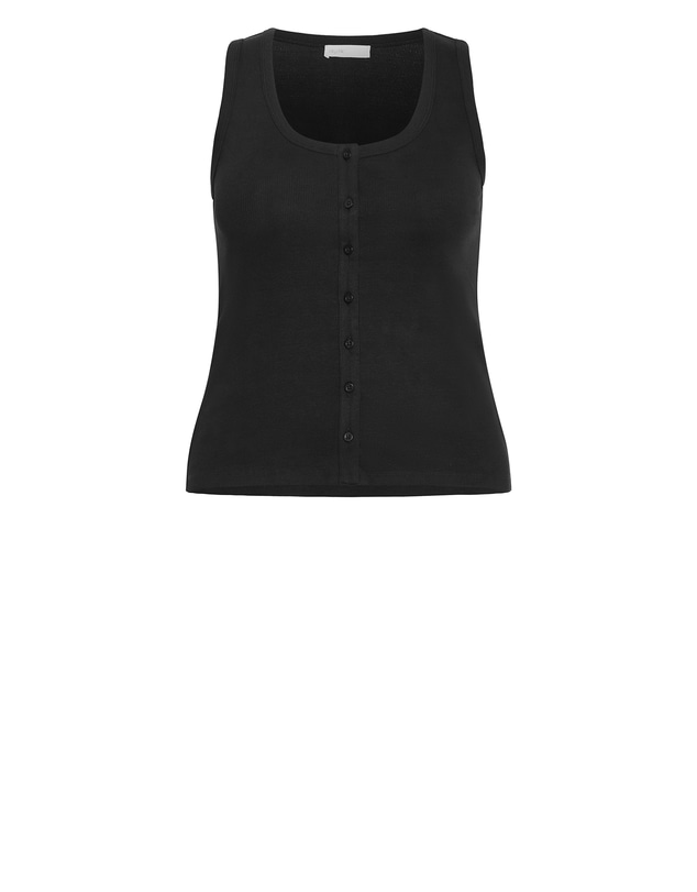 City Chic - Plus size Tara Button Through Tank - black