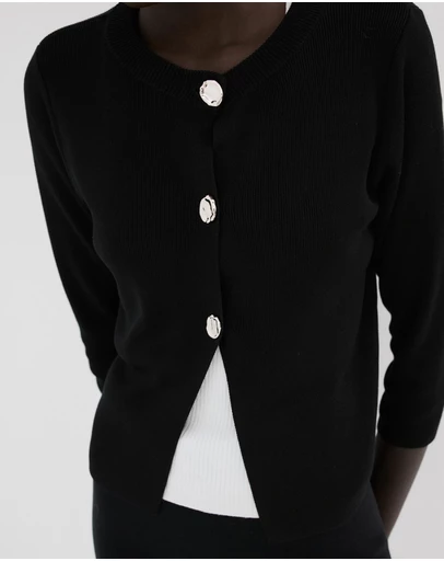 M.N.G - Knitted Cardigan With Jewel Button