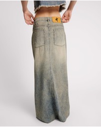 ONE TEASPOON - Dirty Blue Denim Column Skirt