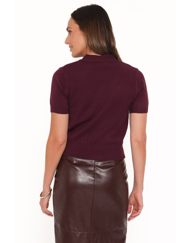 Petal & Pup - Ezra Scarf Knit Top - Burgundy