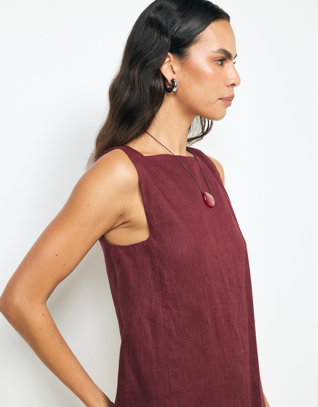 AERE - Siya Panelled Linen Shift Mini Dress