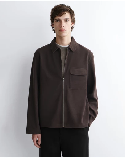 COS - Corduroy-Jersey Zip-Up Overshirt