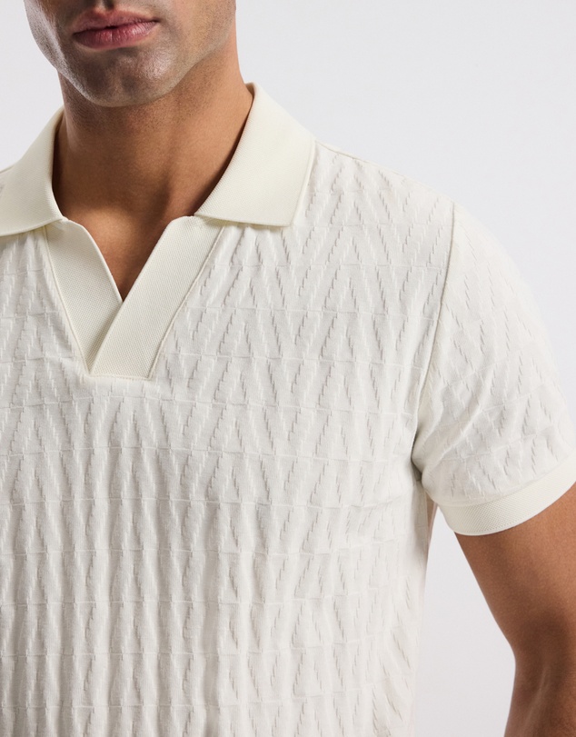 Calibre - Chevron Jacquard Polo Cream