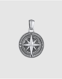 Kuzzoi - ICONIC EXCLUSIVE - Pendants Men Pendant Compass Solid in 925 Sterling Silver Oxidised