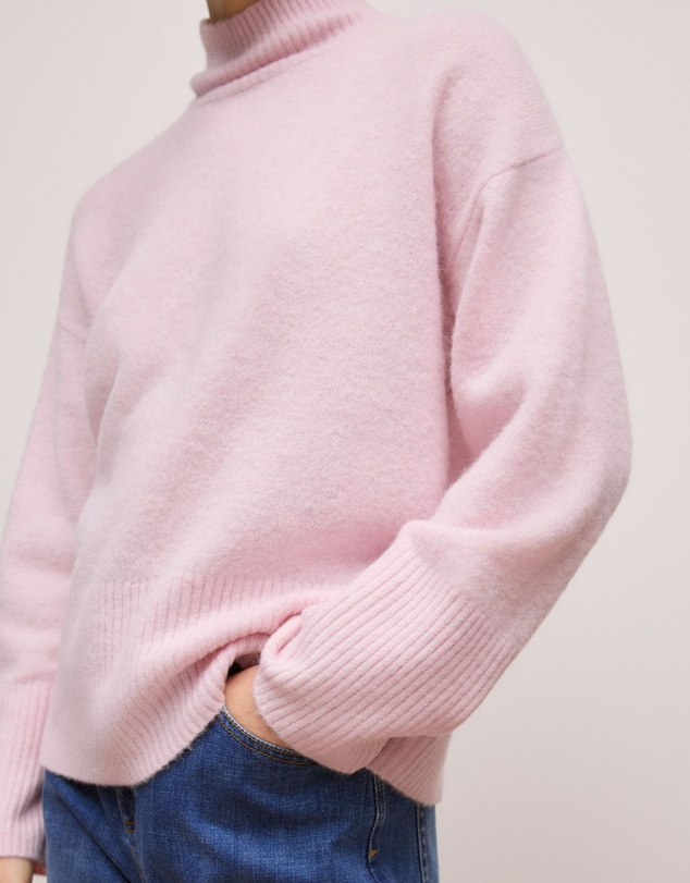 Trenery - Alpaca Merino Blend Relaxed Mock Neck in Light Blush