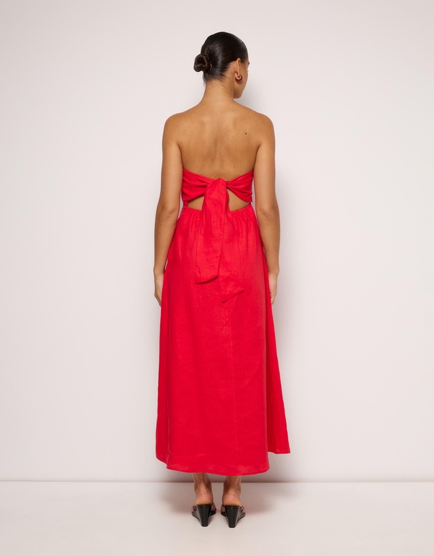 AERE - Florence Linen Strapless Maxi Dress