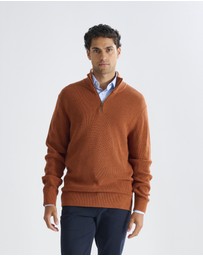 3 Wise Men - 3 Wise Men Frost Zip Neck Wool Blend Knit - Bronze