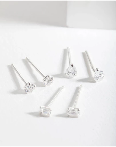 Lovisa - Sterling Silver Mini Cubic Zirconia Stud Earring Pack