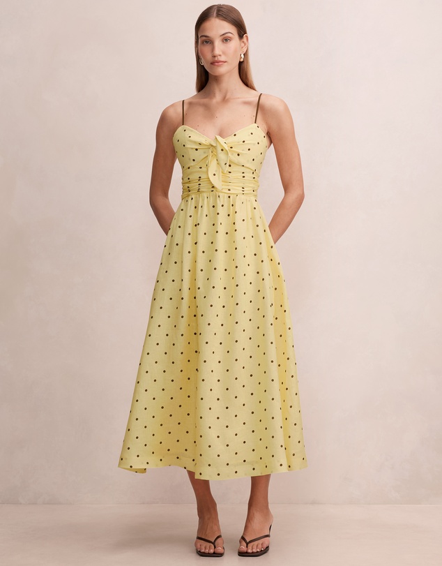 Forever New - Isabella Tie Front Linen Midi Dress